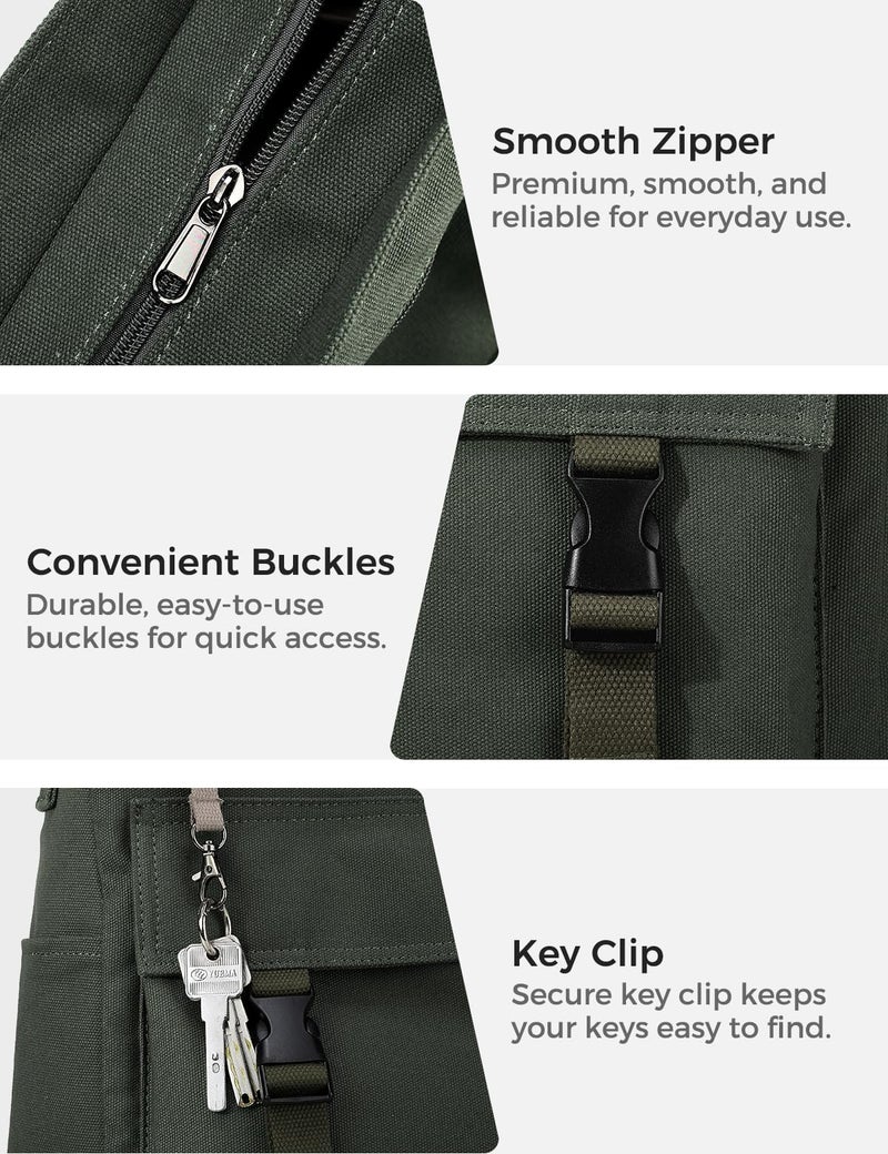 Vaschy Canvas Messenger Bag,Lightweight Large Casual Crossbody Shoulder Hobo Bag for Women Men Work/Travel/College Green - Image 5