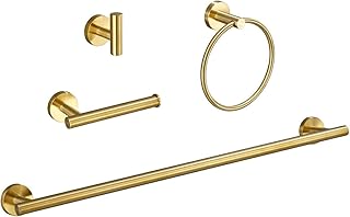 USHOWER Bathroom Hardware Set, Includes 18-Inch Bath Towel Bar, Durable 304 Stainless Steel, Brushed Gold, 4-Piece - Image 1