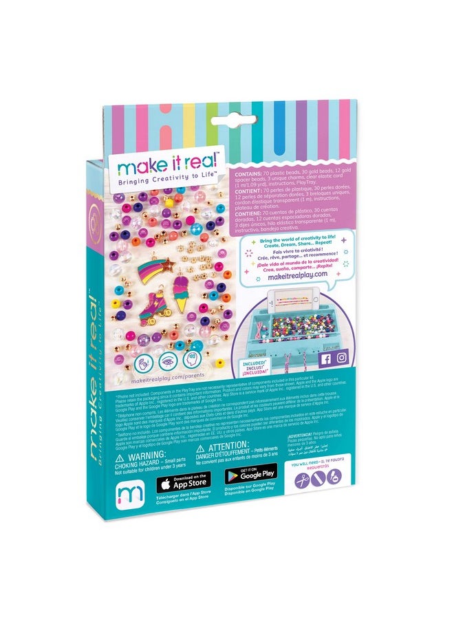 Make It Real Make It Real: Rainbow Dream Jewelry Kit - Create 3 Unique Charm Bracelets & A Ring, 123 Pieces, Includes Play Tray, All-In-One, DIY Colorful Bead Jewelry Kit, Tweens & Girls, Arts & Crafts, Ages 8+  - Image 2