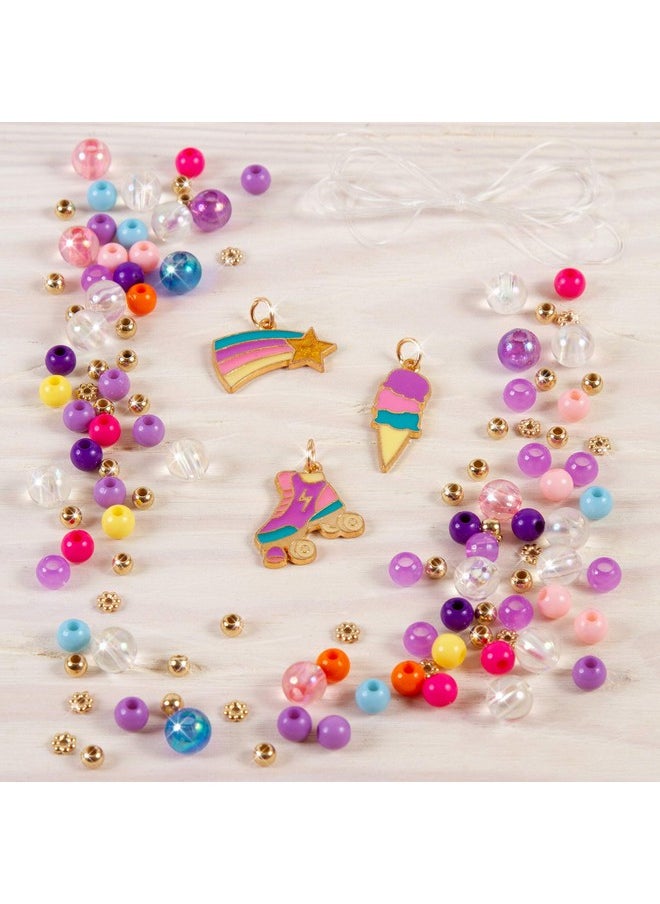 Make It Real Make It Real: Rainbow Dream Jewelry Kit - Create 3 Unique Charm Bracelets & A Ring, 123 Pieces, Includes Play Tray, All-In-One, DIY Colorful Bead Jewelry Kit, Tweens & Girls, Arts & Crafts, Ages 8+  - Image 3