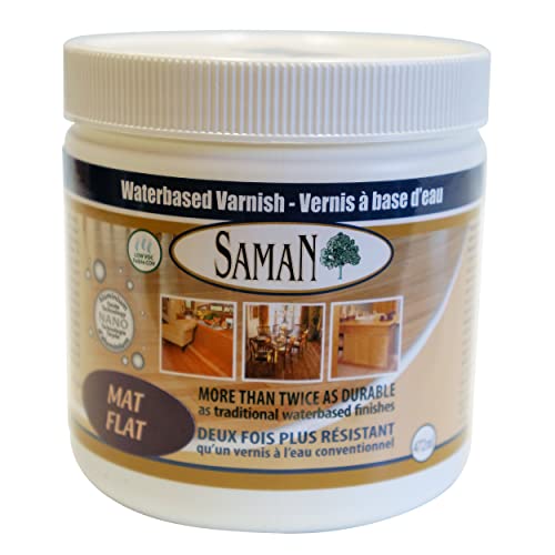 SamaN Interior Water Based Varnish with Aluminum Oxide – Crystal Clear Wood Finish (Flat Finish, 16) - Image 1
