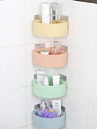 POXEFLIP Triangle Shelf Rack Corner Caddy with Wall Mounted Suction Cup for Bathroom and Kitchen Triangle Shower Corner Caddy Basket with Adhesive Pad - Image 5