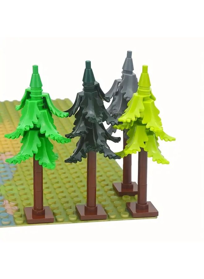 New Tree MOC City Winter Plant Bush Fir Leaf Street House Decoration Building Blocks Accessories Compatible 2682 Grass Green 30Pcs - Image 4