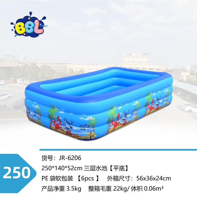 Inflatable Pool for Kids 1-6 Years, 3m Outdoor Water Play Toy, Ocean Design