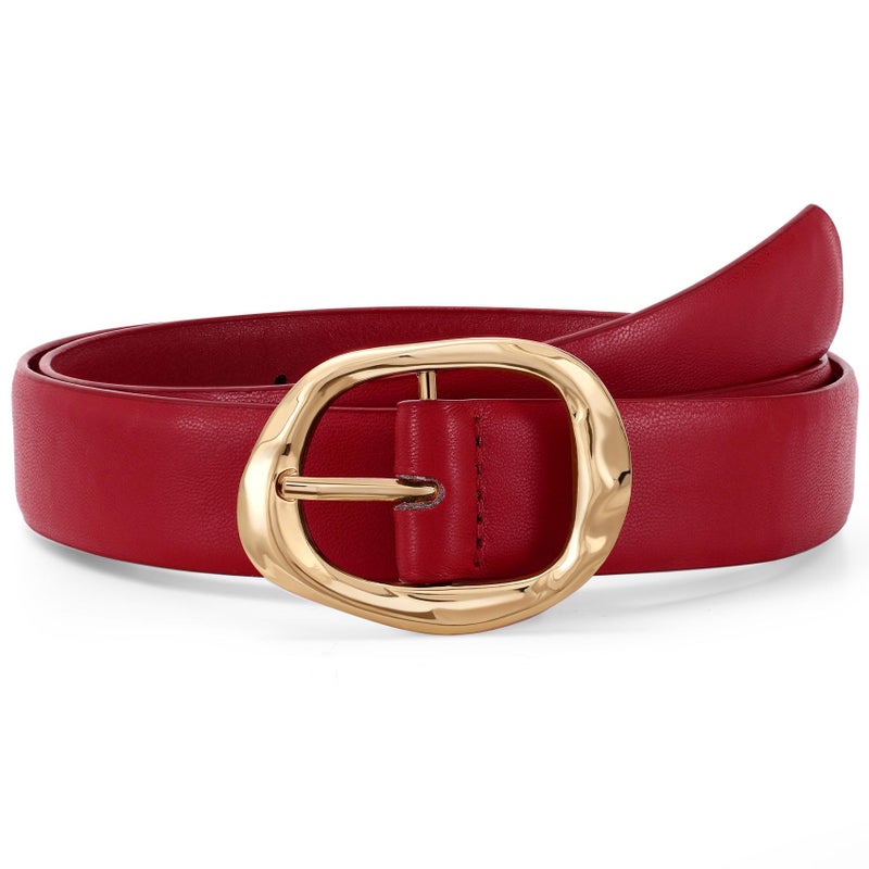 JASGOOD Women Leather Belt for Jeans Pants Ladies Casual Waist Belt Fashion Women Belt with Gold Buckle - Image 1
