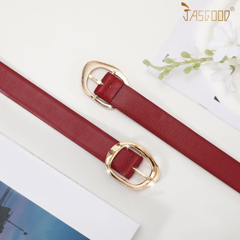 JASGOOD Women Leather Belt for Jeans Pants Ladies Casual Waist Belt Fashion Women Belt with Gold Buckle - Image 3