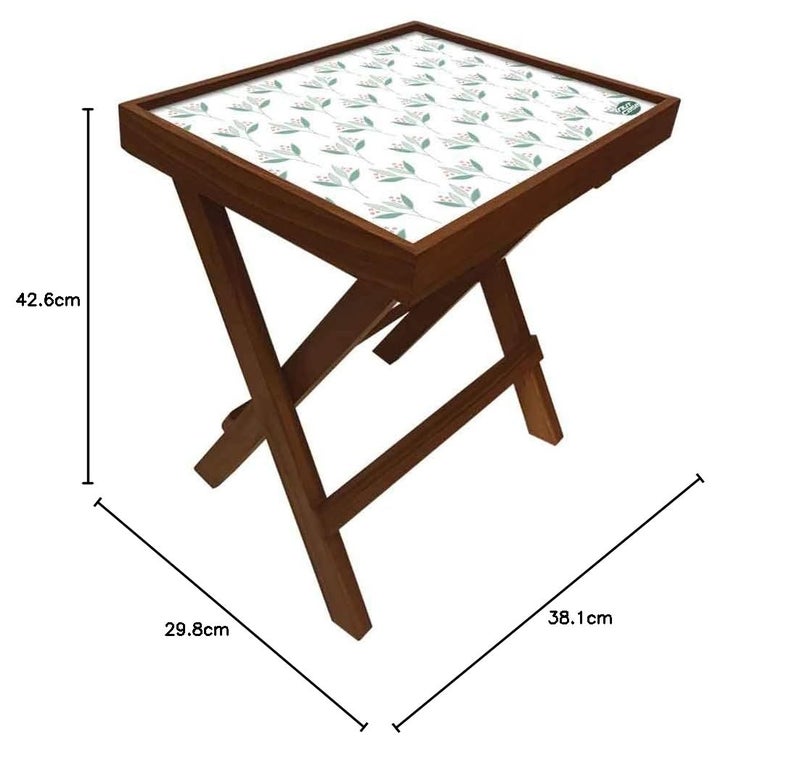 Nutcase Designer Teak Wood Side Table Folding Wooden Bedside Coffee Outdoor Picnic Table Flower Designer - Image 2