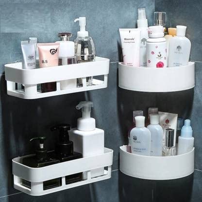 Flipco Shower Shelf Corners Adhesive Bathroom Shower Shelves（Without Drilling Storage Rack for Toilet, Shampoo, Dorm and Kitchen (Bathroom SHELVE 2 PCS +Bathroom Triangle SHELV 2 PCS) - Image 4