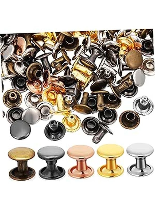 100pcs Gunmetal Antique Metal Rivets Kit for Leather Crafts Clothing Bags Shoes Projects - Image 1