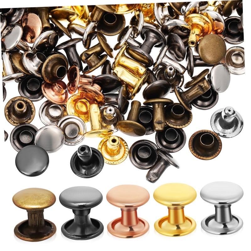 100pcs Gunmetal Antique Metal Rivets Kit for Leather Crafts Clothing Bags Shoes Projects - Image 2