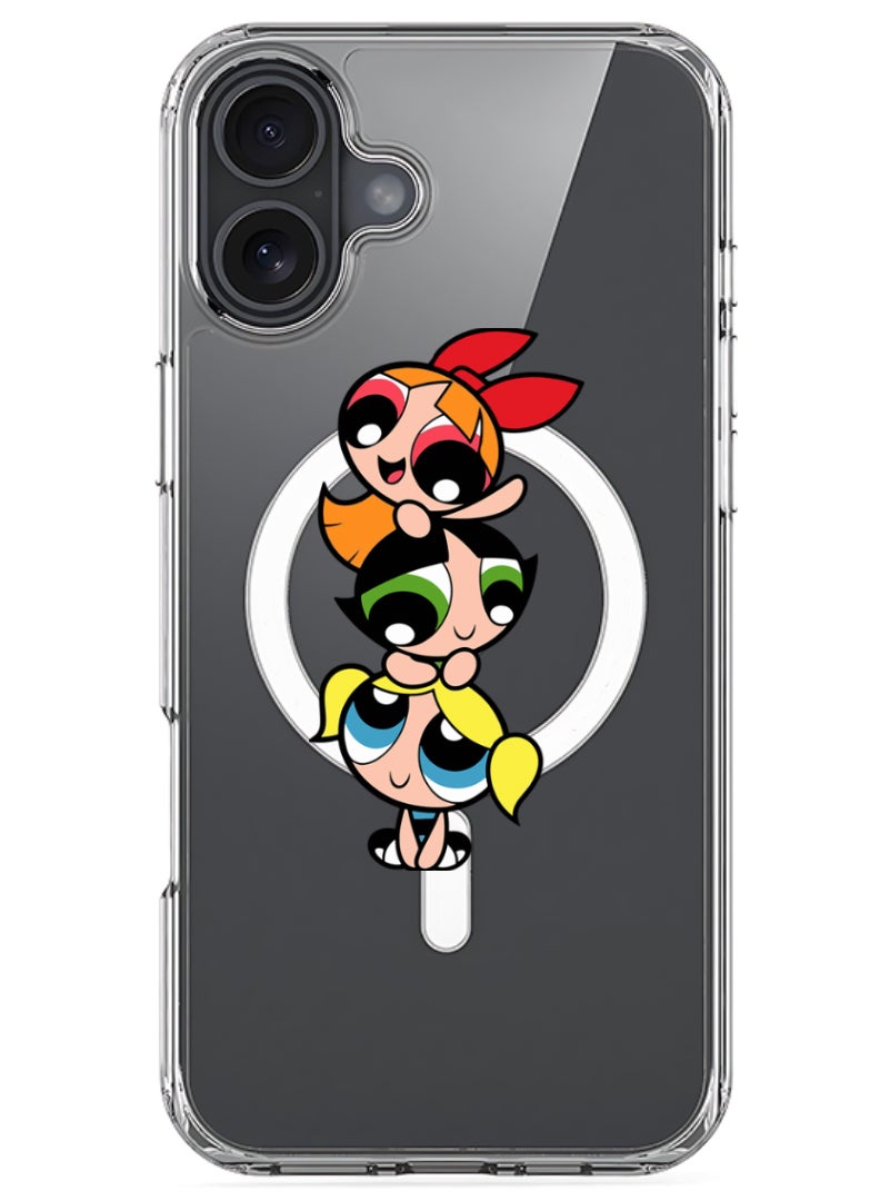Theodor iPhone 16 Plus Magsafe Magnetic Case for iPhone Compatible with Wireless Charging, Shockproof Phone Bumper Cover - Powerpuff - Image 1
