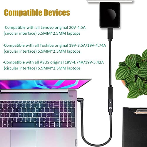 vienon Type C USB-C Female Input to DC 5.5x2.5mm Power PD Charge Cable fit for Laptop 18-20V - Image 5