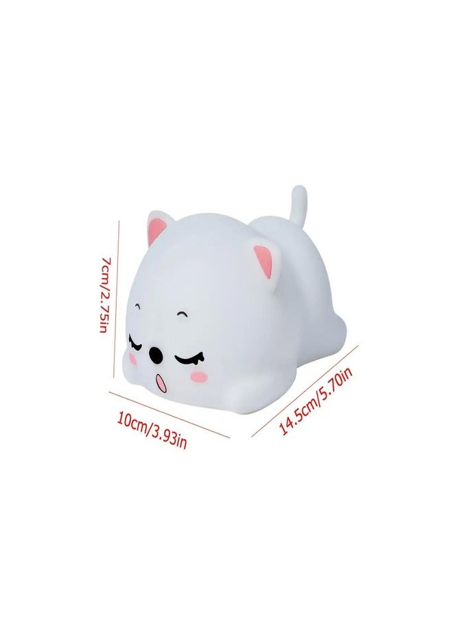 GITGRNTH Rechargeable Silicone Cat Night Light for Kids | Kawaii Cat Lamp Tap and Touch Color-Changing LED Lamp |Adorable Room Decor & Gift for Toddlers, Teens (Cat Light Lamp, Regular), White - Image 3