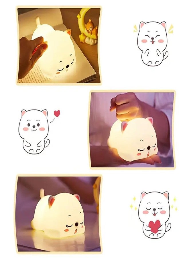 GITGRNTH Rechargeable Silicone Cat Night Light for Kids | Kawaii Cat Lamp Tap and Touch Color-Changing LED Lamp |Adorable Room Decor & Gift for Toddlers, Teens (Cat Light Lamp, Regular), White - Image 4