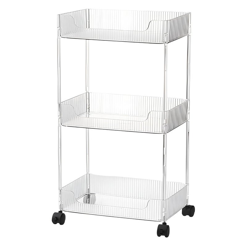 Bellveen Bellveen 3 Tier Utility Rolling Cart Storage Organizer Trolley Rack Mobile Baby Bedroom Snack Kitchen Floor Standing Multi 3 Layer Bathroom Toilet Storage Rack Acrylic Transparent - Image 1