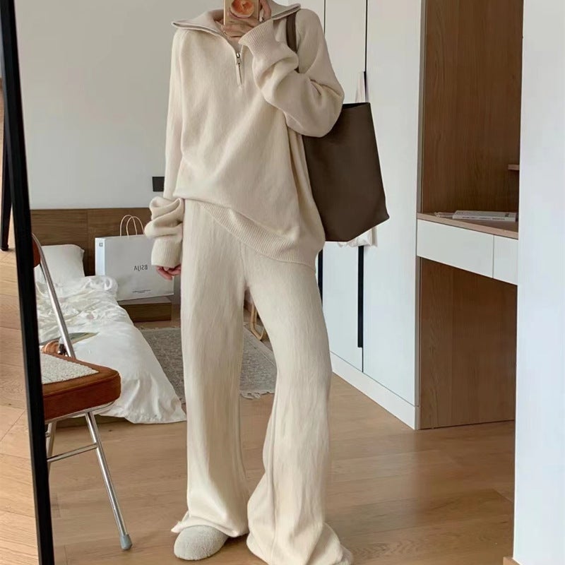 Chic Knit Sweater Pant Set Womens Casual Autumn Winter Pink - Image 5