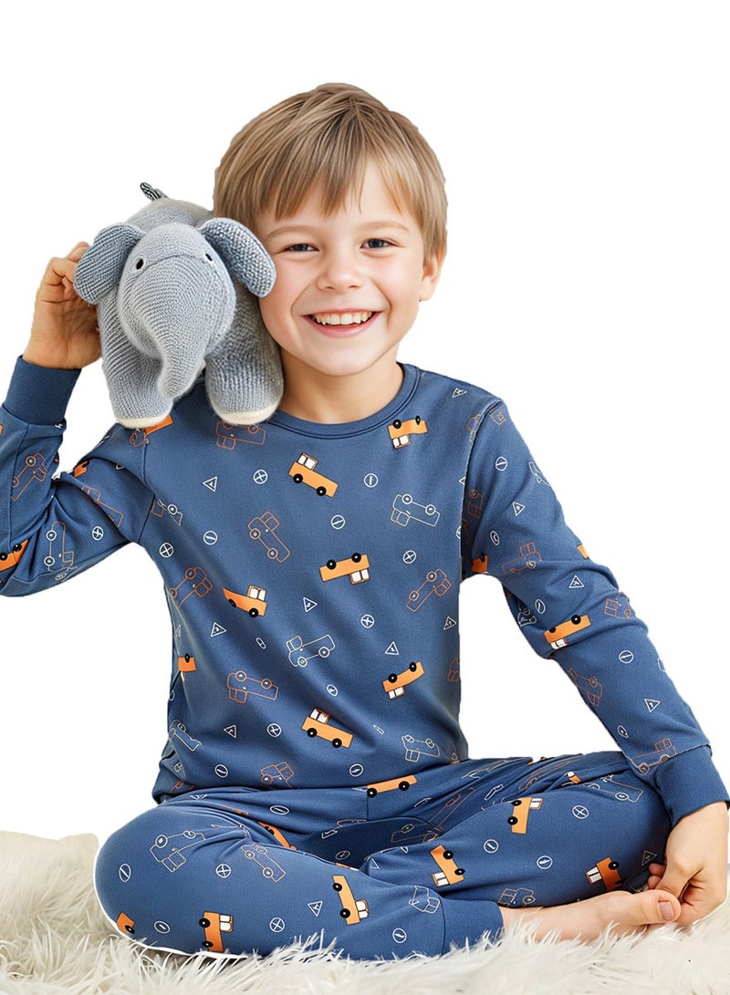 WiNi BEE Boys' 2-Piece Pajama Set, Long Sleeve Sleepwear - Pure Cotton & Breathable Nightwear - Image 1