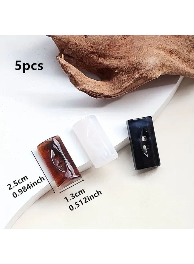 Coffee Color 5 قطع أزرار مستطيلة متدرجة للكنزات والمعاطف والسترات والسترات الصوفية - Image 3