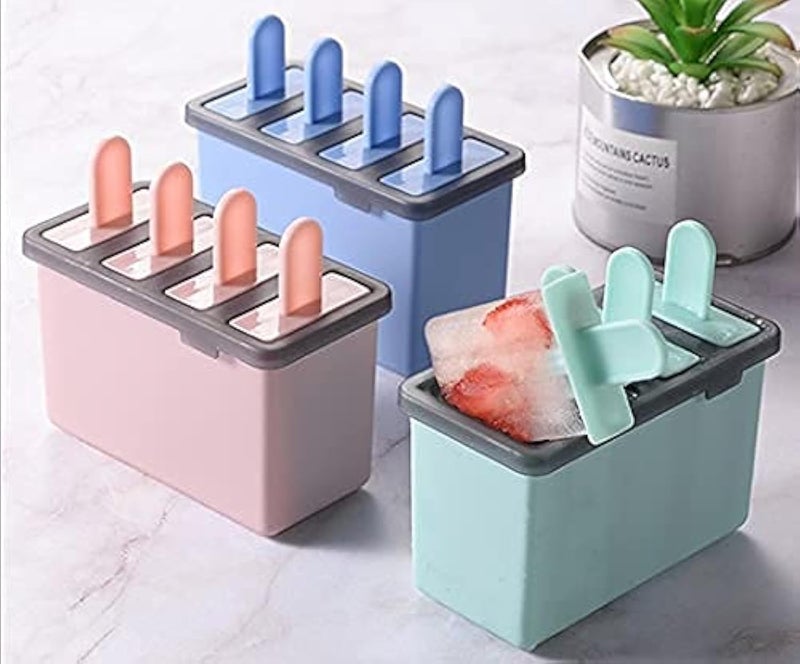 Koyet Plastic Upgrade Design Popsicle Molds, Ice Candy Maker, Ice Pop Makers Reusable Ice Cream Mold DIY Popsicles Tray Holders Popsicles Mould Tray with Stick (3pcs) - Image 1