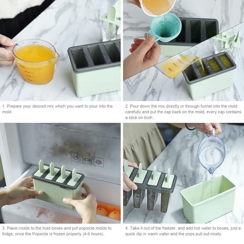 Koyet Plastic Upgrade Design Popsicle Molds, Ice Candy Maker, Ice Pop Makers Reusable Ice Cream Mold DIY Popsicles Tray Holders Popsicles Mould Tray with Stick (3pcs) - Image 4