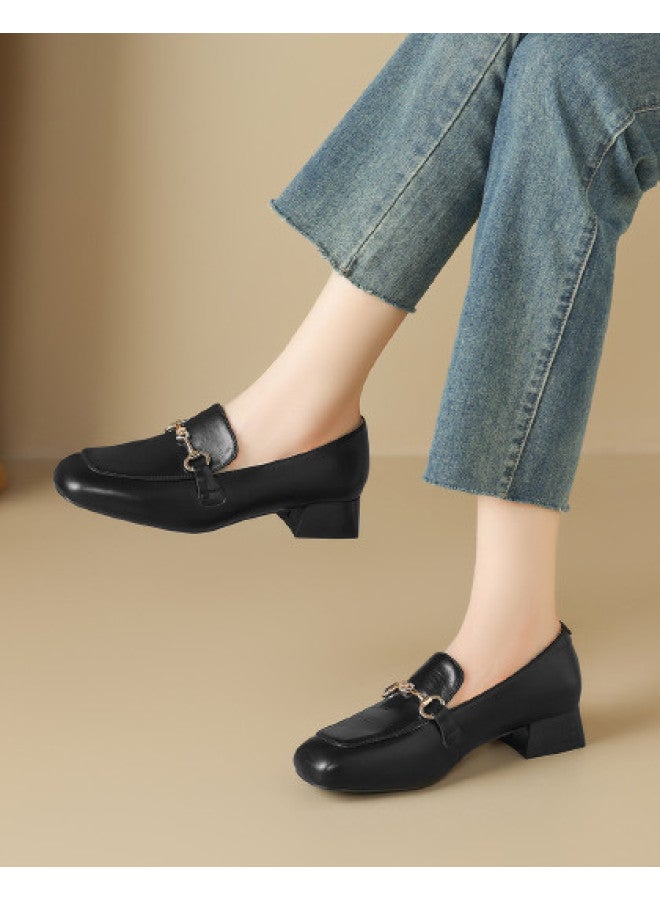 ZHR Versatile Style】lightweight Slip-on Women's Leather Flats For Commute, Low Heel Loafers For Mothers - Image 1