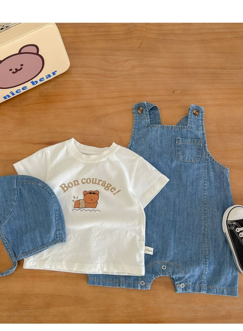 Baby Straps, Baby Clothing, Denim Jumpsuit, Climbing Suit, Bag, Fart Jacket, Including Hat - Image 2
