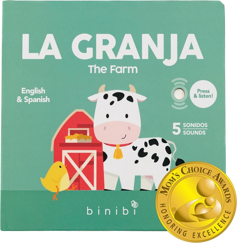 Binibi Store Spanish Books for Babies & Toddlers 1-3 La Granja Interactive Bilingual Sound Book with Farm Animal Sounds | Bilingual Children's Book | Spanish Learning for Kids | Libro en español para bebés - Image 1