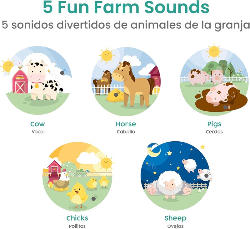 Binibi Store Spanish Books for Babies & Toddlers 1-3 La Granja Interactive Bilingual Sound Book with Farm Animal Sounds | Bilingual Children's Book | Spanish Learning for Kids | Libro en español para bebés - Image 3