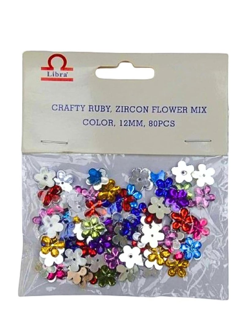 Libra CRAFTY RUBY ZIRCON FLOWER MIX COLOR 12MM 80PCS - Image 1