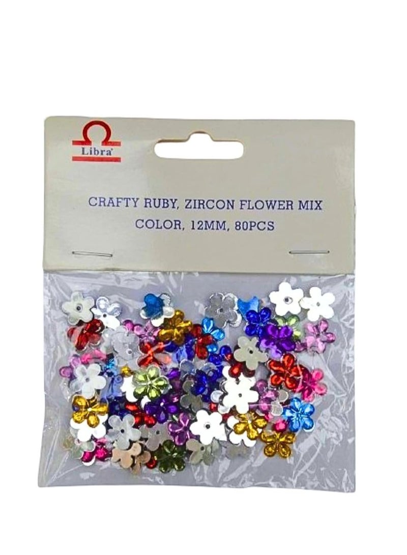 Libra CRAFTY RUBY ZIRCON FLOWER MIX COLOR 12MM 80PCS - Image 2