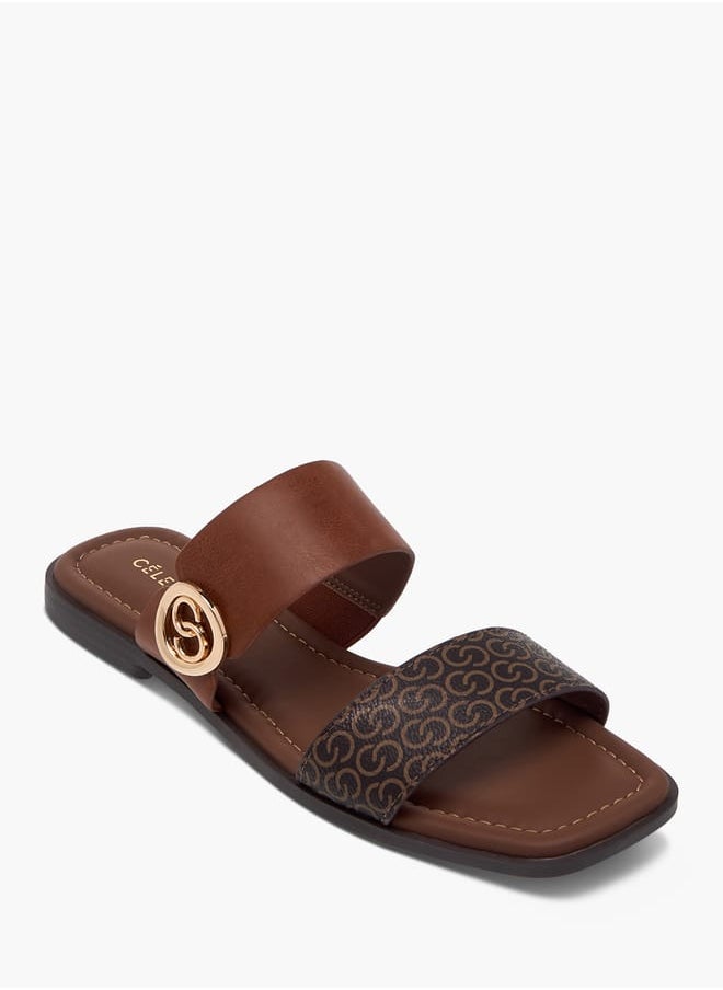 Celeste Women Monogram Print Slip-On Sandals  - Image 2