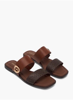 Celeste Women Monogram Print Slip-On Sandals  - Image 1