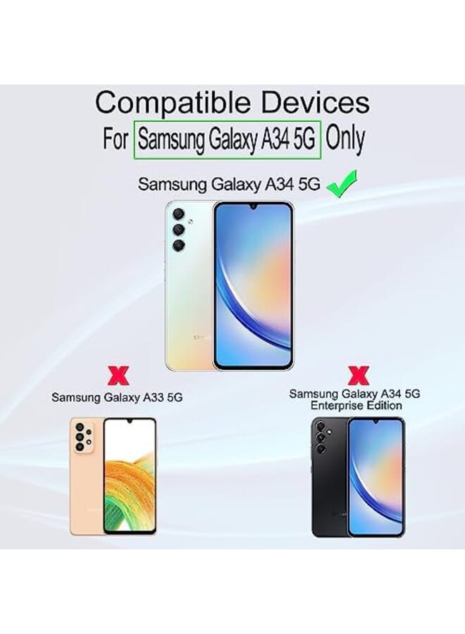 Ibywind Screen Protector For Samsung Galaxy A34 5G 6.6 Inches With 2Pcs Tempered Glass 1Pc Camera Lens Protector 1Pc Backing Carbon Fiber Film Fingerprint Reader Easy To Install - Image 2