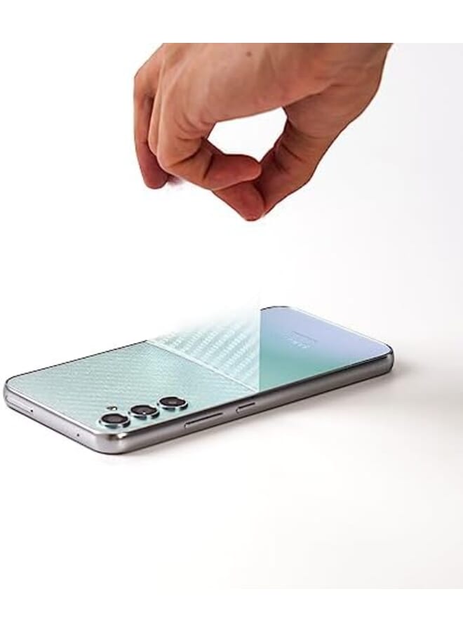 Ibywind Screen Protector For Samsung Galaxy A34 5G 6.6 Inches With 2Pcs Tempered Glass 1Pc Camera Lens Protector 1Pc Backing Carbon Fiber Film Fingerprint Reader Easy To Install - Image 4