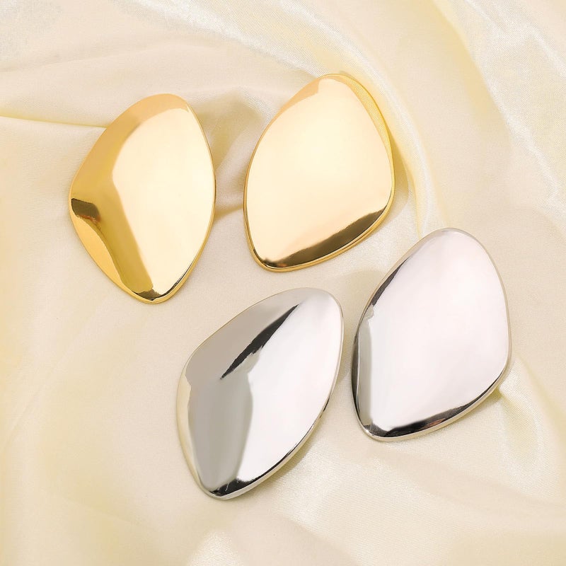 Frodete Gold Statement Earrings for Women Chunky Gold Earrings Big Chunky Irregular Geometric Drop Dangle Oval Round Trendy Jewelry for Wedding Party Dinner Anniversary - Image 5