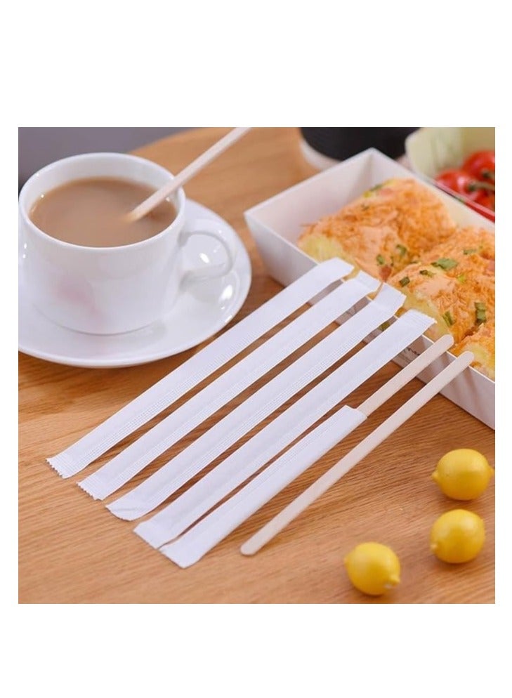 هوم زون هوم زون عبوة من 200 قطعة من أعواد التقليب الخشبية للقهوة مقاس 14 سم - أعواد مغلفة بشكل فردي للاستخدام مرة واحدة للمشروبات الساخنة، أعواد كورن صديقة للبيئة وعصا حرفية - مثالية لتقليب الشاي والحليب والمشروبات - Image 4