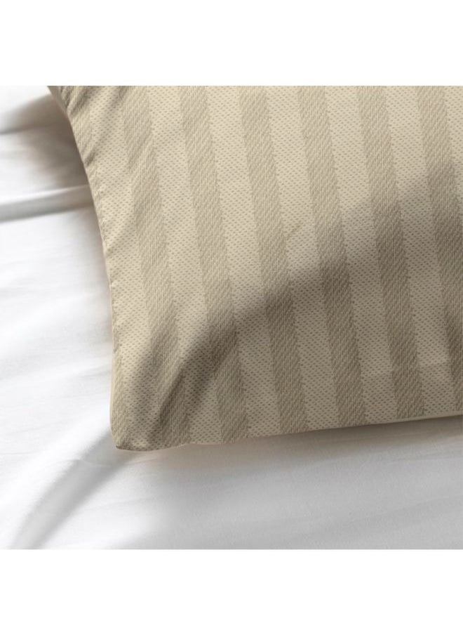 BYFT Tulip (Cream) Queen Size Fitted Sheet and Pillow Covers with 1 cm Satin Stripe (Set of 3 Pcs) 100% Cotton, Soft and Luxurious Hotel Quality Bed linen-300 TC  - Image 4