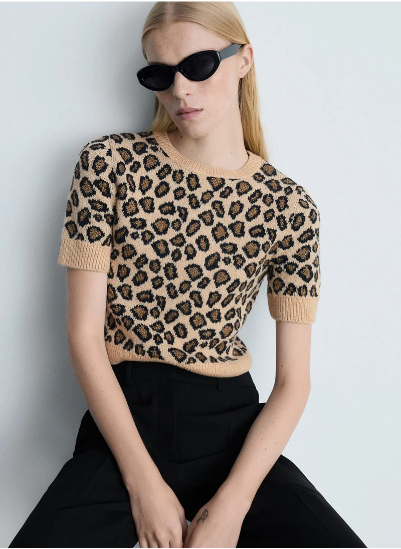 MANGO Synn Printed Crew Neck Sweater