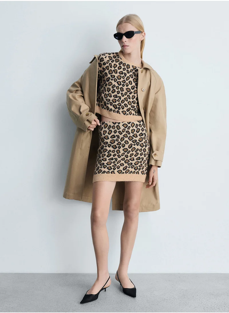 MANGO Synn Printed Crew Neck Sweater