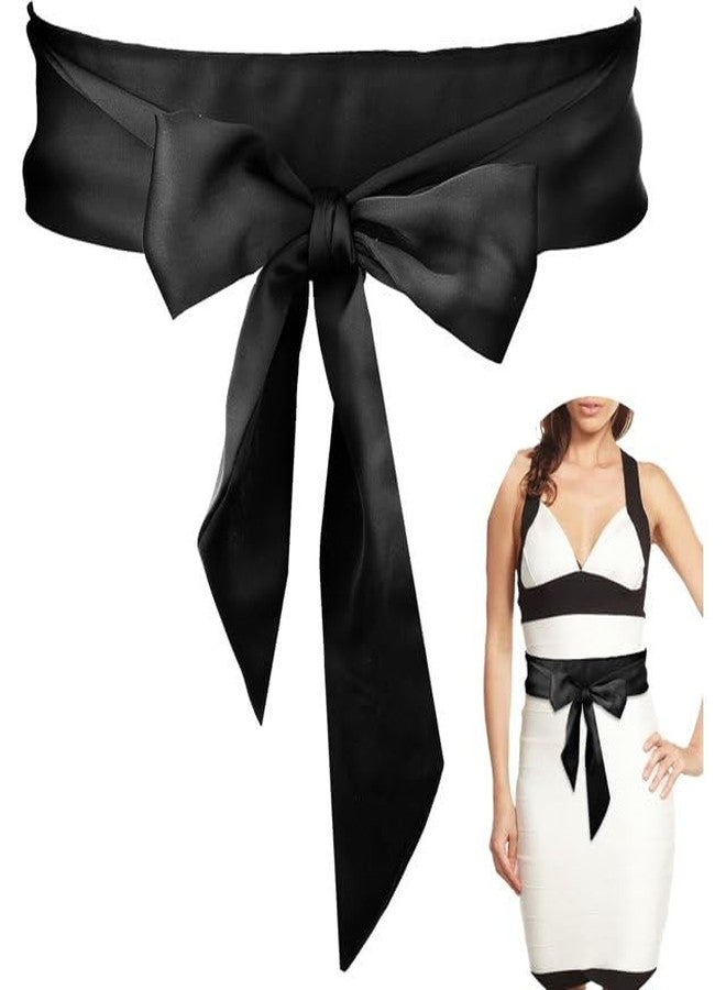 WsjiaboFux Black Satin Ribbon Long Sash Belt for Wedding Dress, Bridal Waist, Robe Replacement, Special Occasion Accessories for Women and Girls - Image 5