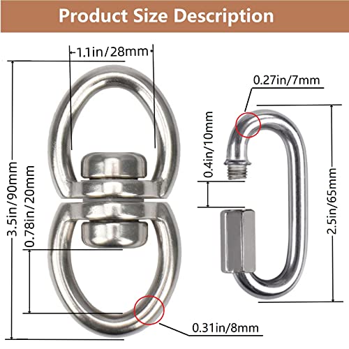 WWFFEN Swing Swivel Hanger Breaking Strength 360° Rotator for Tree Swing, Hammock Chair, Climbing Rope, Yoga, Kids Swing Swivel 1500LB Capacity - Image 3