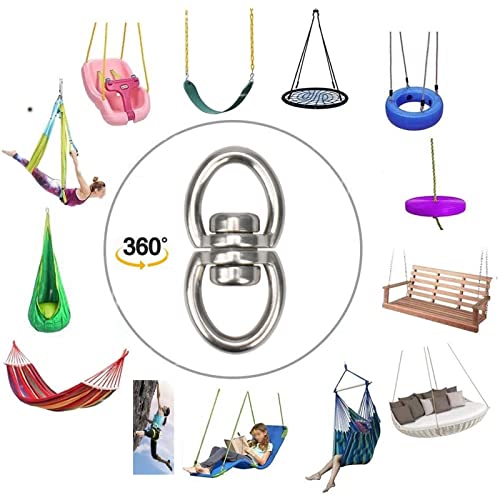 WWFFEN Swing Swivel Hanger Breaking Strength 360° Rotator for Tree Swing, Hammock Chair, Climbing Rope, Yoga, Kids Swing Swivel 1500LB Capacity - Image 2