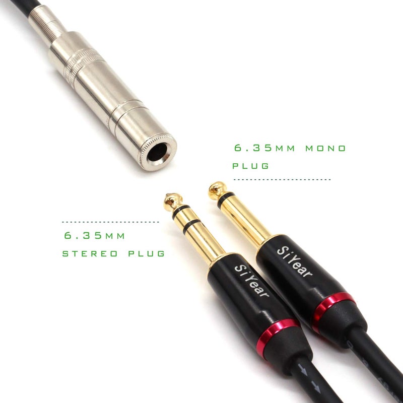 SiYear كابل محول أنثوي 6.35 مم 1/4" إلى ذكر XLR، كابل توصيل ربع بوصة TS/TRS إلى XLR 3 دبابيس (5 أقدام - 1.5 م) - Image 3