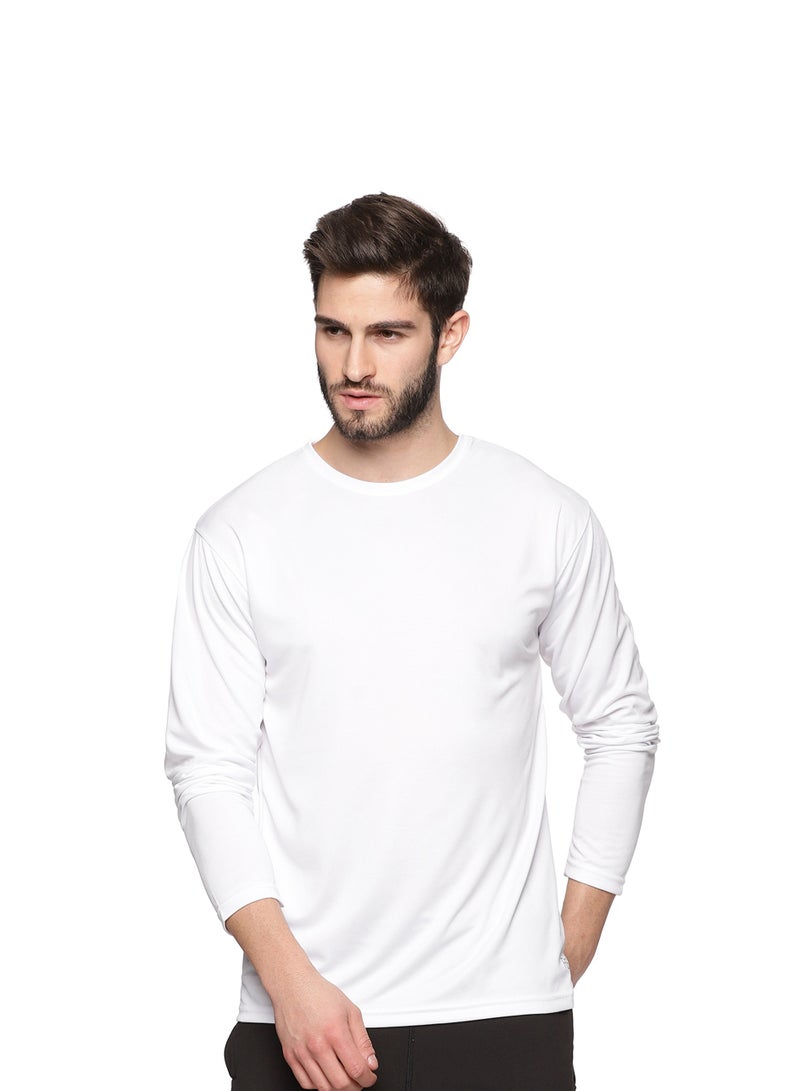 ملابس RSO تي شيرت RSO Outfits للرجال برقبة دائرية وأكمام طويلة من البوليستر باللون الأبيض - Image 1