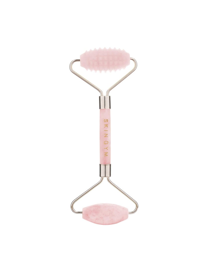 SKIN GYM Skin Gym Rose Quartz 2D Texturized and Smooth Facial Roller Massager for Wrinkles and Fine Lines Anti-Aging Face Lift Skin Care Beauty Tool 