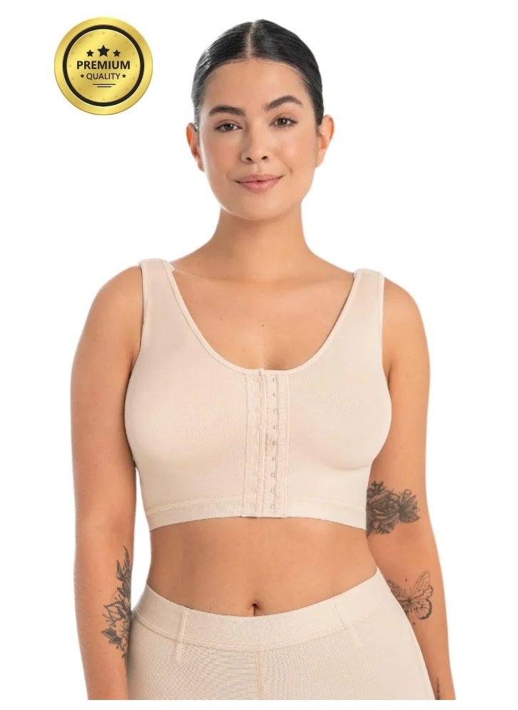 Mariae Fajas Non-Spacer Sleeveless Fabric Beige Bra  - Image 1