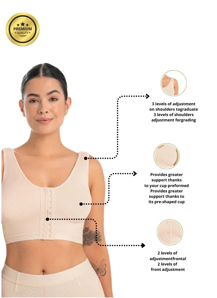 Mariae Fajas Non-Spacer Sleeveless Fabric Beige Bra  - Image 2