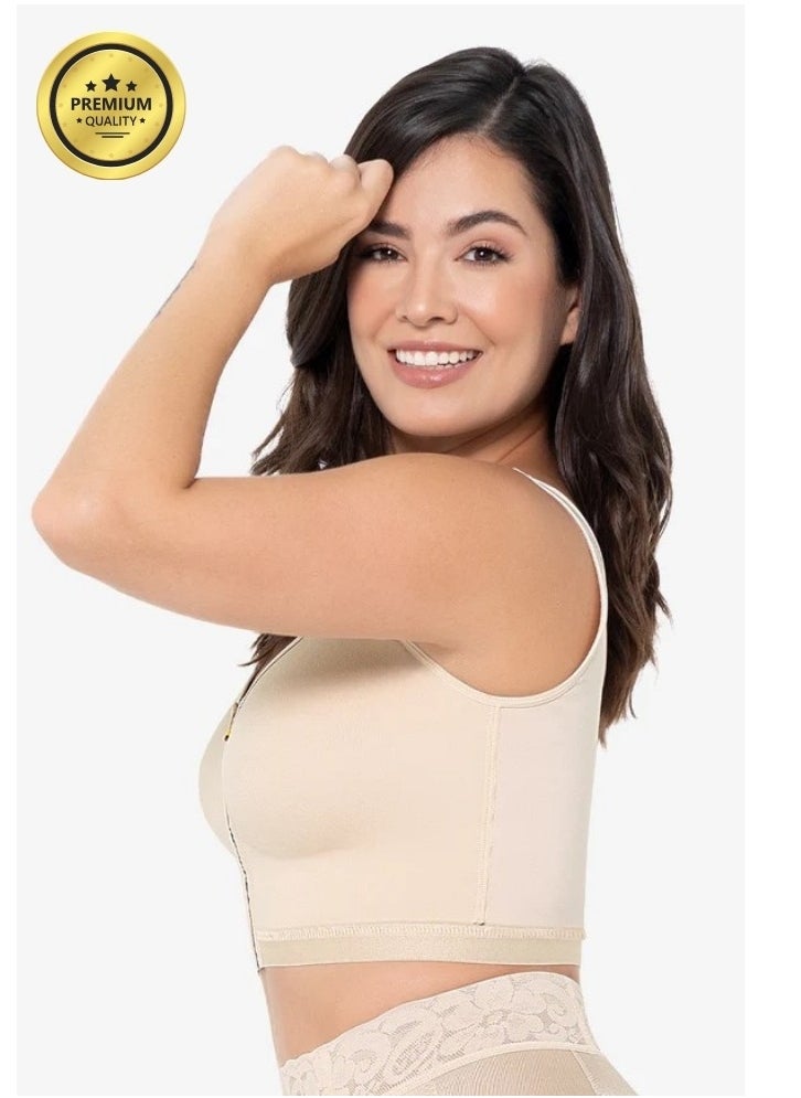Mariae Fajas Non-Spacer Sleeveless Fabric Beige Bra  - Image 3