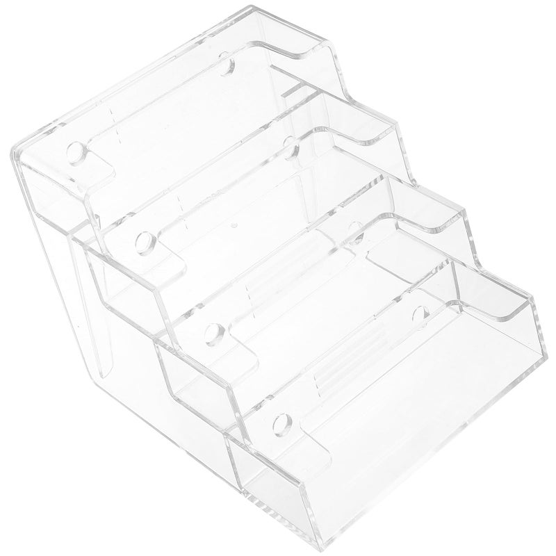 Plastic Business Card Holder for Desk with 4 Compartments Office Organizer Box Stand - Image 2