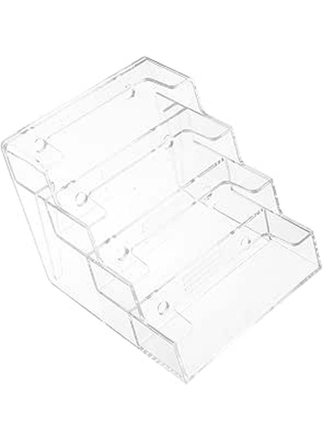 Plastic Business Card Holder for Desk with 4 Compartments Office Organizer Box Stand - Image 1